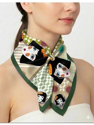 Tarzını Seç Yeşil Queen Fular / Bandana / Aksesuar 48X48 cm