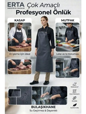 Erta Su Geçirmez Endüstriyel Önlük – Leke Tutmaz, Uzun Ömürlü Kasap & Mutfak Önlüğü