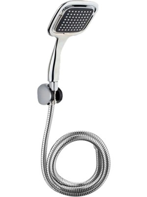 Moonshop Siyah Kare Banyo Duş Seti Hortum Mafsal ve Başlık Set