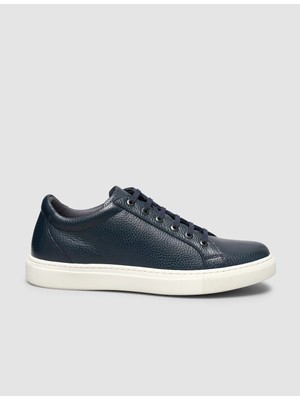 Cabani  %100 Hakiki Deri Lacivert Bağcıklı Erkek Sneaker