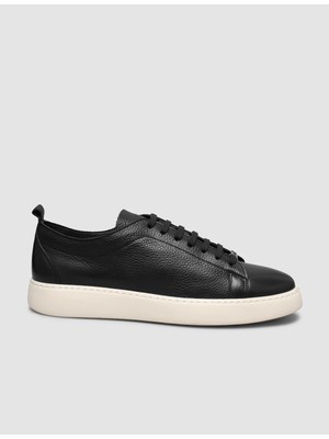 Cabani Erkek Minimal Siyah Deri Sneaker