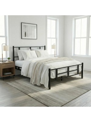 Decofer Karma Çift Kişilik Siyah Metal Karyola