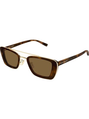 Yves Saint Laurent Saint Laurent Sl 825 002 50 Unisex Geometrik Kırçıllı Kahverengi Kemik Güneş Gözlüğü