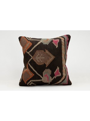 Kilim Wholesale El Yapımı Kilimden Yapılmış Vintage Kırlent Kılıfı, Yün, 40X40 cm