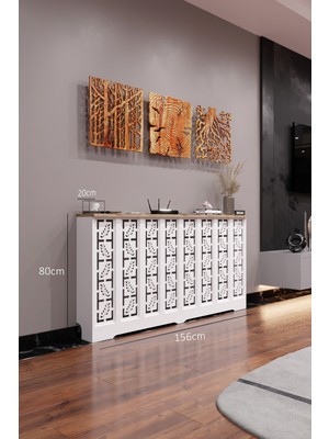 Bagax Assos Model, Beyaz Üstü Çam Renk, 156 cm Petek Kaplama, Dresuar