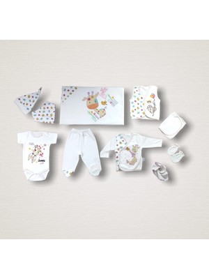 Sylar Love Zürafa Nakışlı %100 Cotton Antibakteriyel 10LU Zıbın Takımı Hastane Çıkışı