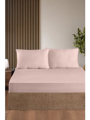First Choice %100 Pamuk Saten 200 Tc (80 Tel) Lastikli Çarşaf Seti Pudra