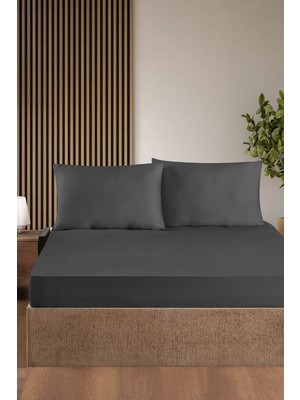 First Choice %100 Pamuk Saten 200 Tc (80 Tel) Lastikli Çarşaf Seti Füme