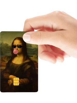 Huggy Craft Mona Lisa Sakızlı Gözlüklü Mizahi Temalı Parlak Kredi/banka Kart Kaplama Sticker