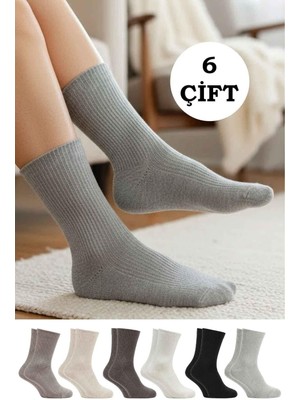 Kardeşler Çorap Kadın Lambswool Yün Kışlık Kalın Soket Çorap 6'lı Paket