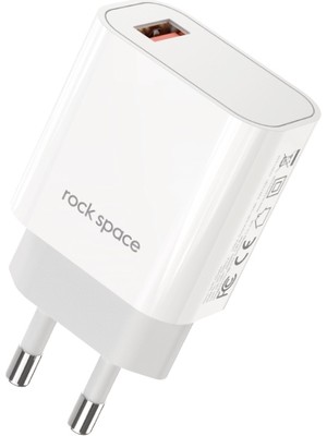 Rock Space T48 Single 18W Qc 3.0 Mini Seyahat Şarj Cihazı Beyaz