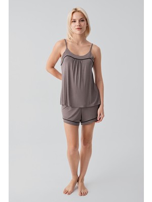 Artış Collection Askılı Biyeli Likralı Esnek Viskoz Soft Şortlu Pijama Takım 19216