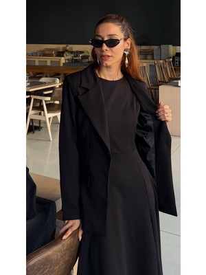 Madame Melek Premium Kadın Elbise Blazer Ceket Takım Exclusive Midi Elbise Şık Ofis Davet Kombini