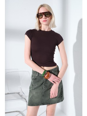 Maule Bisiklet Yaka Soft Touch Premium Ay Kol Örme Body Bluz @adige