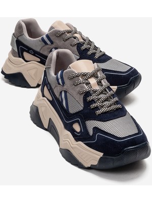 Luvi Fleur Lacivert Süet Kadın Sneaker