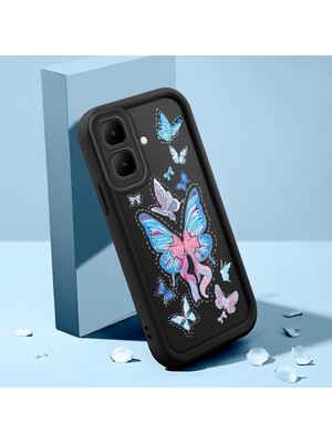 HONTINGA Tecno Spark Go 2 ile Uyumlu Kılıfı Düşüme Önleyici Basitlik Anti Düşme Kamera Korumali Şirin Kedi Siyah Küçük Kelebek Desen Yumuşak Silikon Telefon Kılıfı Kadın ve Erkek Için Uygundur K2-0464