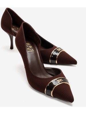 Luvi Kendra Kahverengi Metal Detaylı Kadın Ince Topuklu Ayakkabı