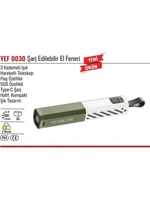 YCL Yef 0030 Serisi Şarj Edilebilir Kompakt El Feneri