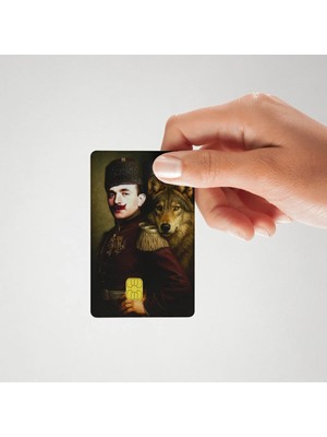 Huggy Craft Enver Paşa Bozkurtlu Tasarım Parlak Kredi/banka Kart Kaplama Sticker (Yüksek Kalite)