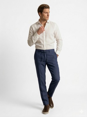 Centilmen Casaba Beli Lastikli Bağcıklı Erkek Pantolon 9362