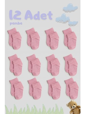 Cnt Erkek / Kız Bebek Kaydırmaz Taban Pamuklu Yumuşak Çorap – 12’li Paket