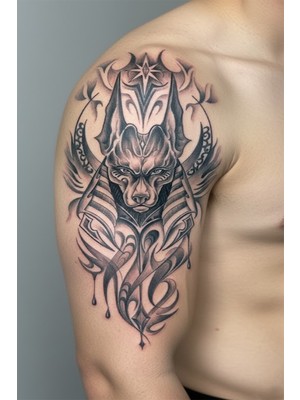 Dövme Kutusu Geçici Dövme | Anubis Tasarımı – Ölüm, Koruma ve Antik Mısır’ın Simgesi