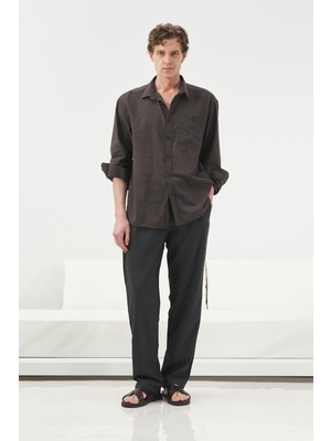 Giesto Dökümlü Regular Fıt Antrasit Vual Gömlek