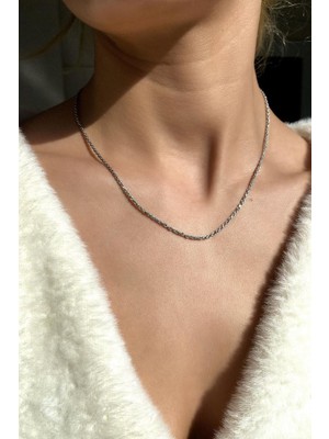 Spossy Silver Jewelry 2 mm Burgu Zincir Kolye