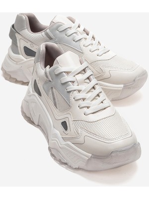 Luvi Fleur Beyaz Gümüş Kadın Sneaker