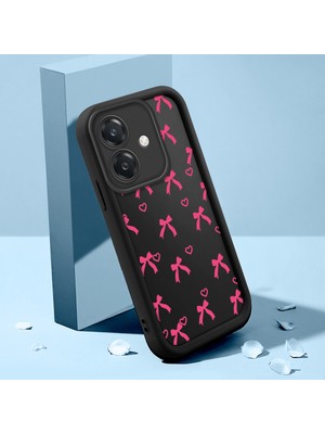 HONTINGA Oppo A3 5g ile Uyumlu Kılıfı Düşüme Önleyici Basitlik Anti Düşme Kamera Korumali Şirin Kedi Siyah Pembe Papyon Desen Yumuşak Silikon Telefon Kılıfı Kadın ve Erkek Için Uygundur K2-0465