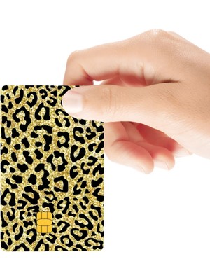 Huggy Craft Leopar Desen Gold Premium Hologramlı Parlak Kredi/banka Kart Kaplama Sticker