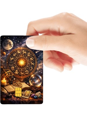 Huggy Craft Zodyak ve Gezegenlerin Gizemleri Temalı Parlak Kredi/banka Kart Kaplama Sticker