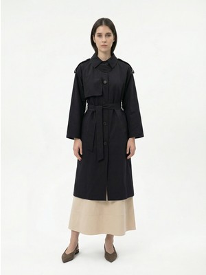 ALLDAY Siyah-Yaka Apoletli Trençkot