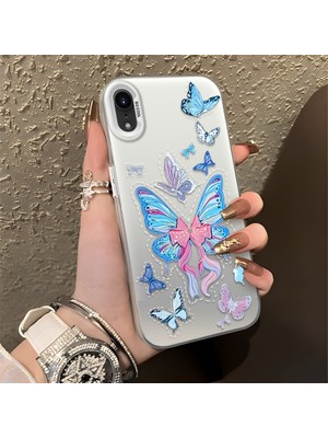 HONTINGA iPhone Xr ile Uyumlu Kılıfı Silikon Kenar Sert Arka Düşüme Önleyici Basitlik Anti Düşme Kamera Korumali Kelebek Desen Telefon Kılıfı Kadın ve Erkek Için Uygundur K1-0854