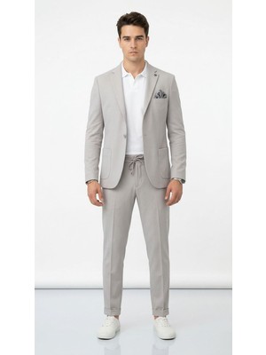 Plus Scorpion Pike Kumaş Jogger Pantolonlu Erkek Takım Elbise – Torba Cepli Tek Düğme Slim Fit Kombin