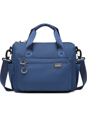 Smart Bags Lacivert Ekstra Hafif Kumaş Orta Boy Kadın Omuz ve Postacı Çantası
