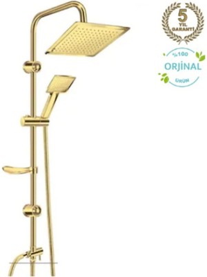 Moonshop Altın Rengi Duş Seti, Gold Kare Duş Seti Takımı, Tepe Yağmurlama Seti