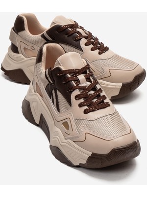 Luvi Fleur Bej Kahverengi Kadın Sneaker