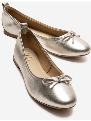 Luvi 01 Gümüş Cilt Hakiki Deri Kadın Babet Ayakkabı