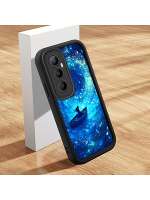 HONTINGA Realme C65 4g ile Uyumlu Kılıfı Düşüme Önleyici Basitlik Anti Düşme Kamera Korumali Şirin Kedi Siyah Deniz Desen Yumuşak Silikon Telefon Kılıfı Kadın ve Erkek Için Uygundur K2-0256