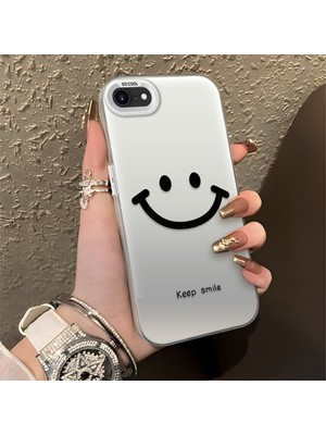 HONTINGA iPhone 7 ile Uyumlu Kılıfı Silikon Kenar Sert Arka Düşüme Önleyici Basitlik Anti Düşme Kamera Korumali Gülümseme Desen Telefon Kılıfı Kadın ve Erkek Için Uygundur K1-0861