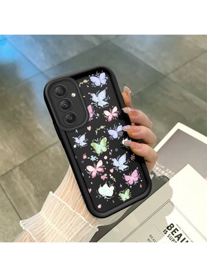 HONTINGA Samsung Galaxy A34 5g ile Uyumlu Kılıfı Düşüme Önleyici Basitlik Anti Düşme Kamera Korumali Siyah Küçük Kelebek Desen Yumuşak Silikon Telefon Kılıfı Kadın ve Erkek Için Uygundur K2-0464