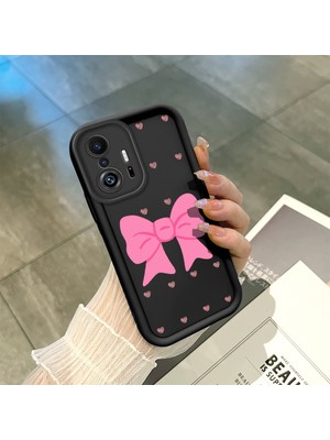 HONTINGA Xiaomi Mi 11T Pro ile Uyumlu Kılıfı Düşüme Önleyici Basitlik Anti Düşme Kamera Korumali Siyah Pembe Papyon Desen Yumuşak Silikon Telefon Kılıfı Kadın ve Erkek Için Uygundur K2-0465