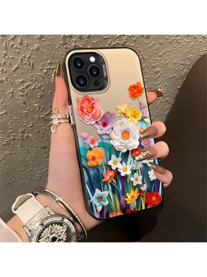 HONTINGA iPhone 15 Pro Max ile Uyumlu Kılıfı Silikon Kenar Sert Arka Düşüme Önleyici Basitlik Anti Düşme Kamera Korumali Çiçek Desen Telefon Kılıfı Kadın ve Erkek Için Uygundur K1-0859