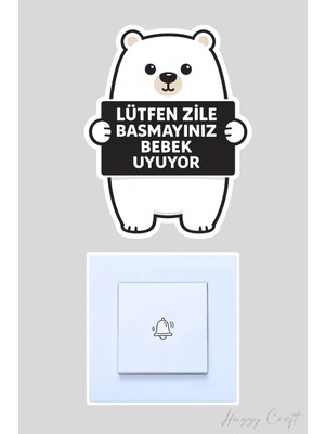 Huggy Craft Lütfen Zile Basmayınız Bebek Uyuyor Kapı Zili Etiketi - Sevimli Panda Sticker V2