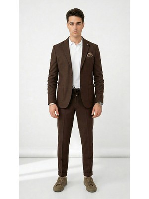 Plus Scorpion Pike Kumaş Jogger Pantolonlu Erkek Takım Elbise – Torba Cepli Tek Düğme Slim Fit Kombin