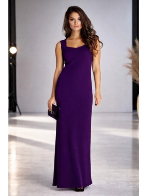 Laranor Mürdüm Beşgen Yaka Detaylı Balık Model Abiye Davet Şık Elbise 14L4113