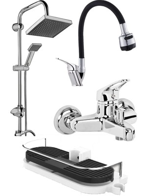 Moonshop Pro Germany Mix Banyo Bataryası Robot Yağmurlama Tepe Duş Seti Duş Başlığı 3'li Robotvebataryaset...