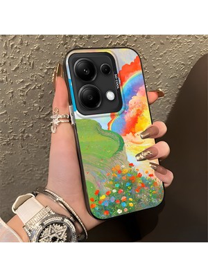 HONTINGA Poco M6 Pro 4g ile Uyumlu Kılıfı Silikon Kenar Sert Arka Düşüme Önleyici Basitlik Anti Düşme Kamera Korumali Gökkuşağı Desen Telefon Kılıfı Kadın ve Erkek Için Uygundur K1-0853