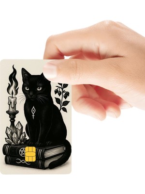 Huggy Craft Gothic Cat Temalı Parlak Kredi/banka Kart Kaplama Sticker